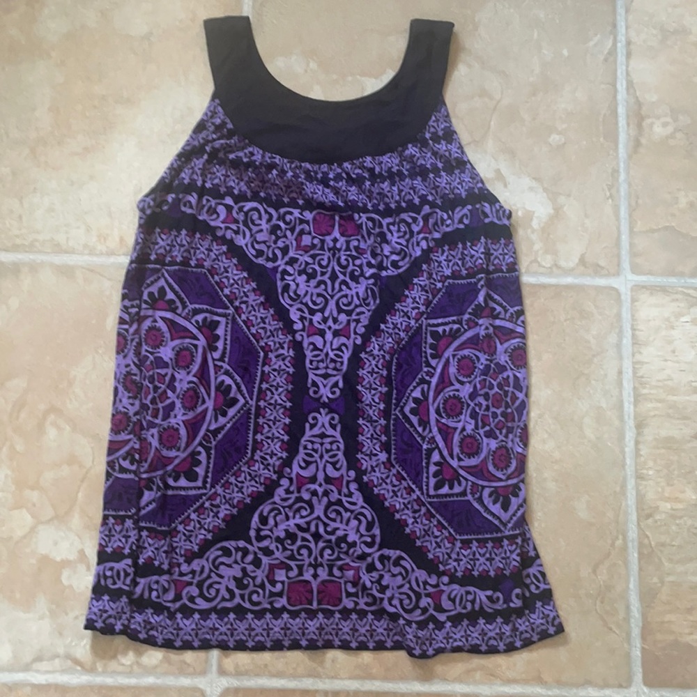 Apt 9 Purple Black Boho print top Size Small